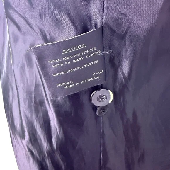 Fleet Street Womens Black Polyester Hooded Trench Coat Button Closure Size 10